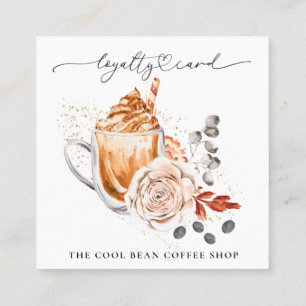 *~* Floral QR . Cafe Coffee Bean Espresso Rewards Klantenkaartje