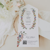 Floral QR code bruiloft alles in één uitnodiging