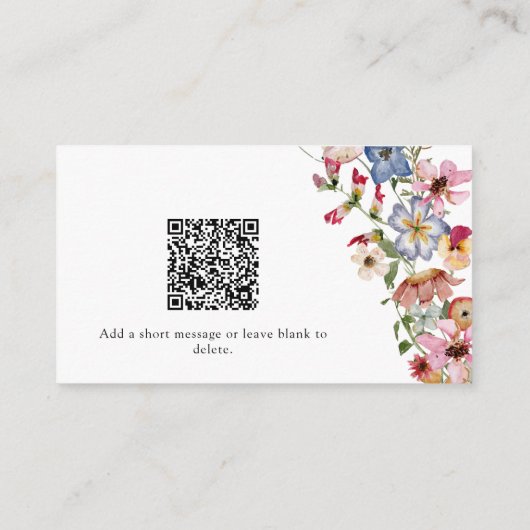 Floral QR Code Bruiloft Behuizing Kaart (Achterkant)