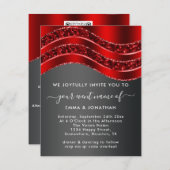 Floral QR-code Glitter Burgundy Red Rose Gray (Voorkant / Achterkant)