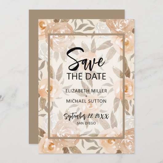 Floral QR-code Weddenschap Save the Date (Voorkant / Achterkant)