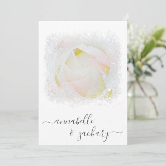 *~* Floral QR RSVP Roos Flower AR8 bruiloft uitnod Kaart (Staand voorkant)