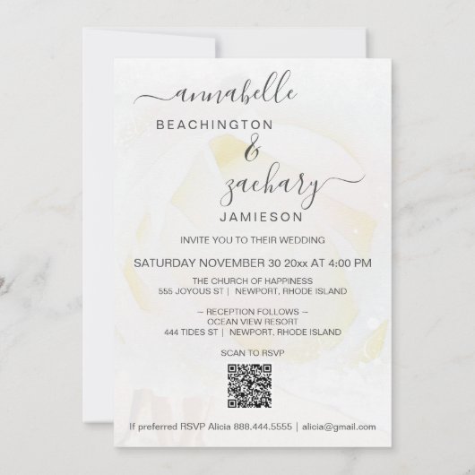 *~* Floral QR RSVP Roos Flower AR8 bruiloft uitnod Kaart (Achterkant)