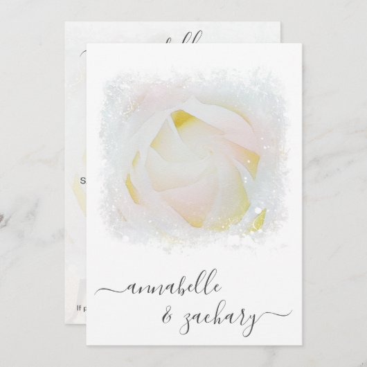 *~* Floral QR RSVP Roos Flower AR8 bruiloft uitnod Kaart (Voorkant / Achterkant)