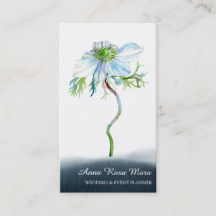 *~* Floral QR White Anemone Wedding Event Planner Visitekaartje