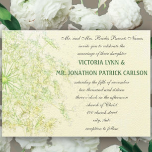Floral Queen Anne's Lace Wedding Invitation Kaart