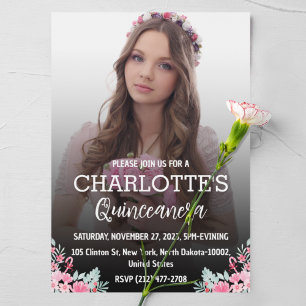 floral Quinceanera 15th Birthday for Spain Girl Kaart