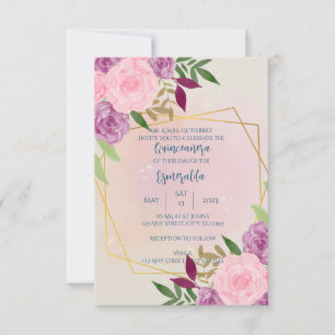 Floral Quinceañera, Birthday, Wedding, Baby shower Kaart