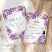Floral Quinceanera Paarse Lila Gouden Prinses Kaart