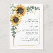 Floral Quinceanera Sunflower 15e verjaardag Uitnodiging Briefkaart (Voorkant)