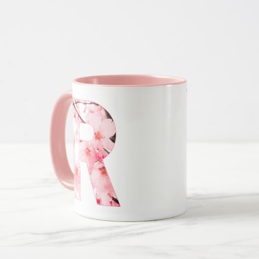 Floral R Initial Mug | Personalized Name & Traits (Devant gauche)
