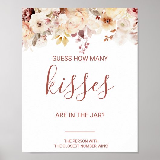 Floral raad hoeveel Vrijgezellenfeest Kisses heeft Poster (Voorkant)