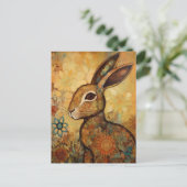Floral Rabbit Briefkaart (Staand voorkant)