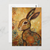 Floral Rabbit Briefkaart (Voorkant / Achterkant)
