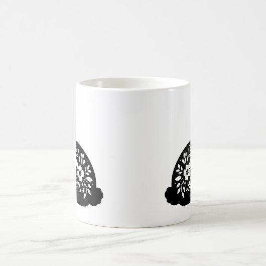 Floral Rabbit Stencil Mug – Cute Bunny Coffee  Koffiemok (Center)