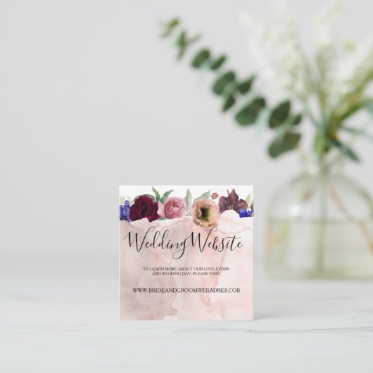 Floral Radiant Bloom Bruiloft Website Informatiekaartje (Staand voorkant)