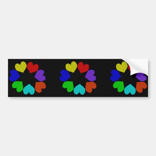 Floral Rainbow Love Hearts Bumpersticker (Voorkant)