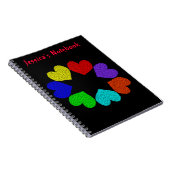 Floral Rainbow Love Hearts Carnet personnalisable (Côté Droit)