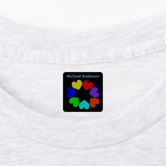 Floral Rainbow Love Hearts Clothing Labels (Aangebracht)