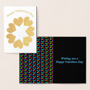 Floral Rainbow Love Hearts Folie Kaart