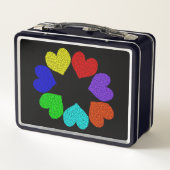 Floral Rainbow Love Hearts Metal Lunch Box (Dos)