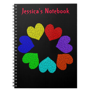 Floral Rainbow Love Hearts  Notitieboek