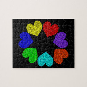 Floral Rainbow Love Hearts Puzzle Legpuzzel