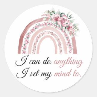 Floral Rainbow Motivatie bevestiging Quotes Ronde Sticker