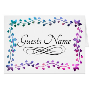 Floral Rainbow Seining Guests Name Table Card