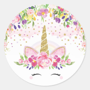 Floral Rainbow Unicorn Dank u Sticker gunsten