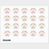 Floral Rainbow Unicorn Merci Sticker Faveurs (Feuille)