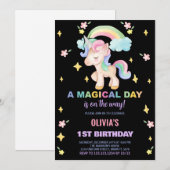 Floral Rainbows Unicorn Invitations d'anniversaire (Devant / Derrière)