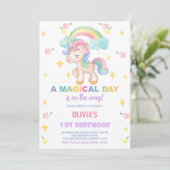 Floral Rainbows Unicorn Invitations d'anniversaire (Debout devant)