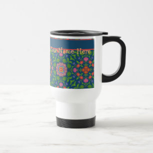 Floral Rangoli Deep Blue Travel Mug om je te perso Reisbeker
