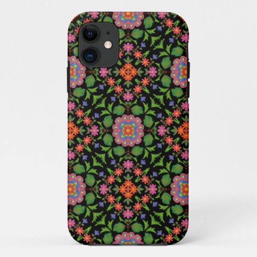 Floral Rangoli sur Black iPhone 5/5s Xtreme Coque (Dos)
