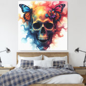 Floral Rebirth Skull Canvas Afdruk (Insitu (Slaapkamer))