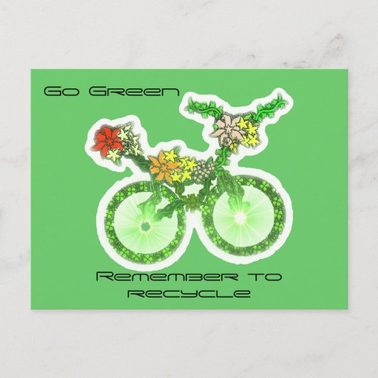 Floral Recyclen fiets Briefkaart (Voorkant)