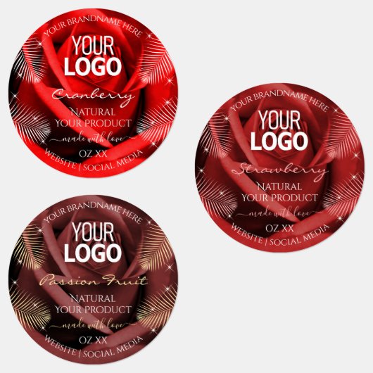 Floral Red Burgundy Product Packaging Labels Logo (Groep)