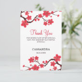 Floral Red Cherry Blossom Sakura Birthday Bedankkaart (Staand voorkant)