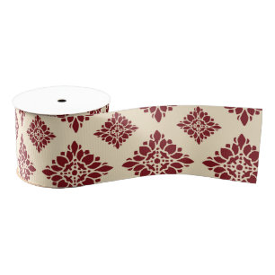  Floral Red  Damask Patroon Grosgrain Lint