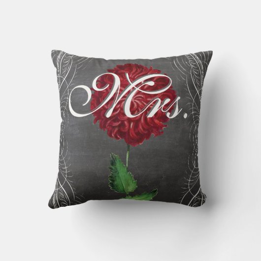  Floral Red en Gray Bride's Pillow Kussen (Achterkant)