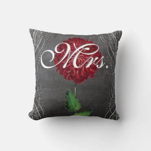  Floral Red en Gray Bride's Pillow Kussen (Voorkant)