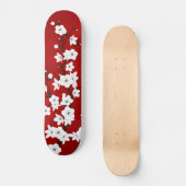 Floral Red en White Cherry Blossom Skateboard (Voorkant)