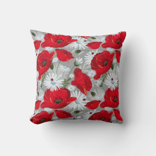 Floral Red en White Kussen