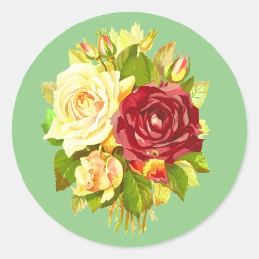 Floral Red en Yellow Rose Stickers Envelope Seals (Voorkant)