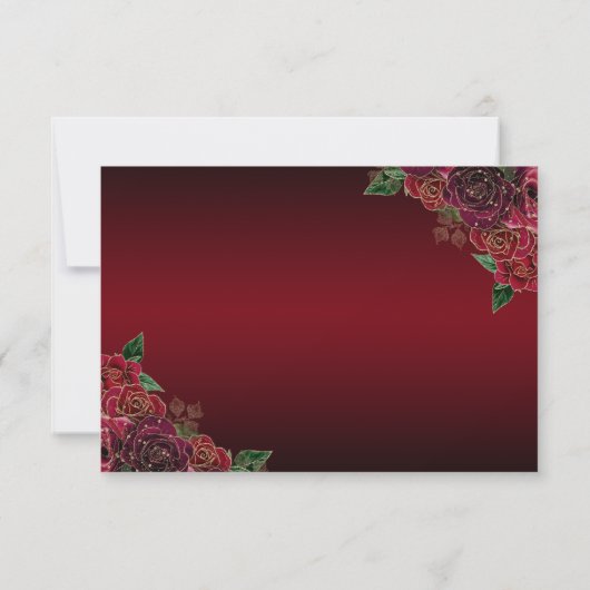 Floral Red Gold Quinceañera RSVP-kaart Kaart (Achterkant)