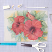 Floral Red Hibiscus Decoupage Waterverf Tissuepapier (Craft)