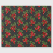 Floral Red kerstbessen Cadeaupapier (Vlak)