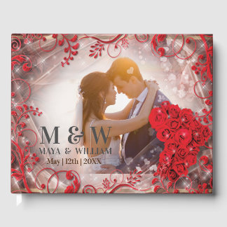 Floral Red Lijst bruiloft Gastenboek