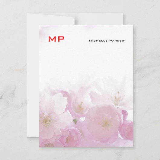 Floral Red Monogram Professional Plain Minimalist Notitiekaartje (Voorkant)